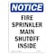 Signmission OSHA Sign, Fire Sprinkler Main Shutoff Inside, 10in X 7in Rigid Plastic, 7" W, 10" L, Portrait OS-NS-P-710-V-12672 - alternate 1